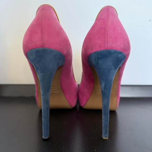 Nicholas Kirkwood pink, blue & gold suede peep toe platform heels – IT 39 (US 8) - Picture 7 of 8